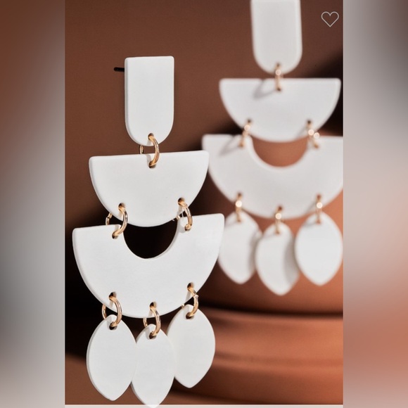 Geometric White Drop Earrings - Picture 1 of 1